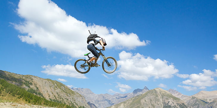 Sport, eventyr, cykel, blå himmel, Besøg, inspirerende, optankning