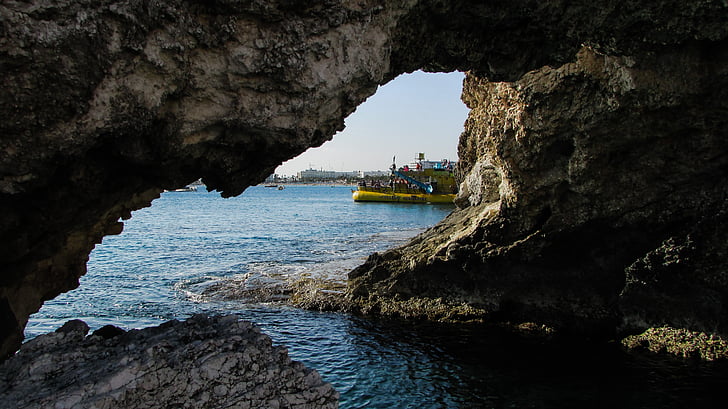 sea cave, sea, cliff, coast, nature, tourism, ayia napa