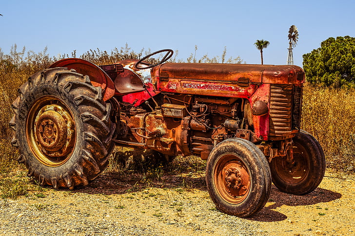 traktor, gård, landsbygd, jordbruk, landsbygdens, utrustning, maskin