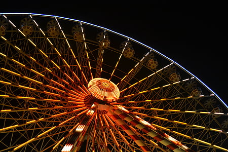 store hjul, pariserhjul, natt, Ferris, hjul, fornøyelsespark, moro