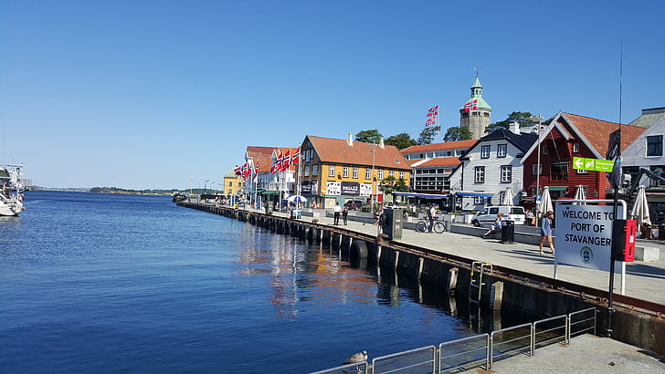 Stavanger, Porto, mar, Noruega, Porto, Baía, vila