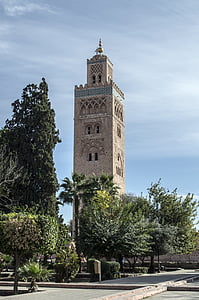 mecset, Marrakech, Marokkó, Marokkói, Afrika, Marrakech, torony