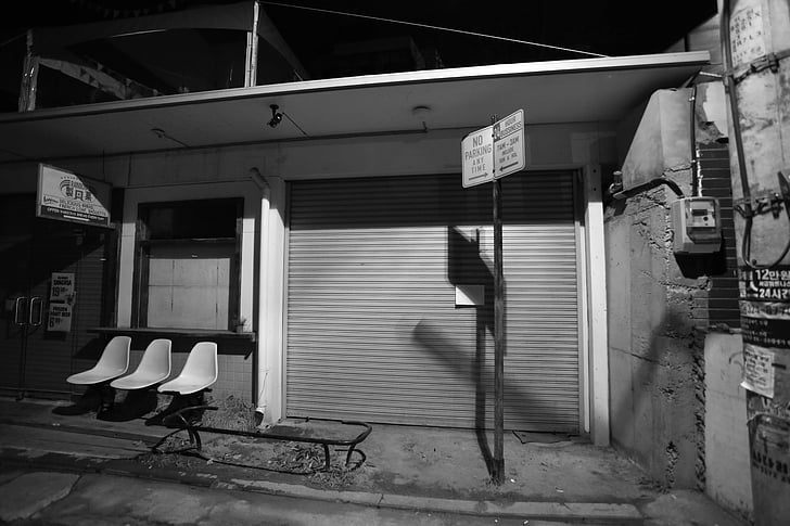 Sør-korea, Seoul, hongdae, Alley, natt, stol