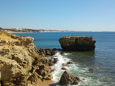 Португалия, крайбрежие, празник, пясък, плаж, пътуване, панорама