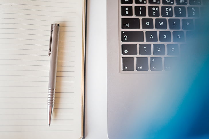 computer, keyboard, laptop, macbook, notebook, pen, business