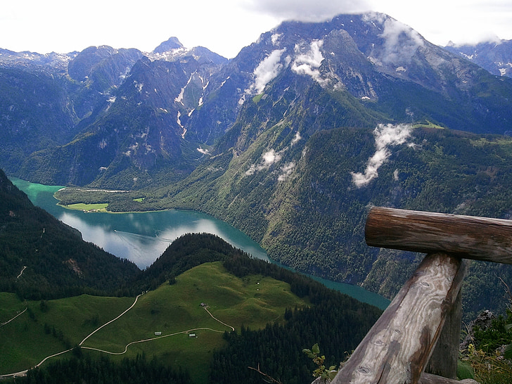 Almanya, Bavyera, gökyüzü, bulutlar, doğal gözlük, Alpenblick, dağlar