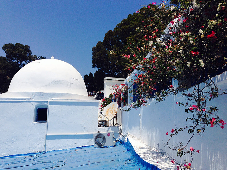 Tunisia, hjem, landsbyen, hvit, blå