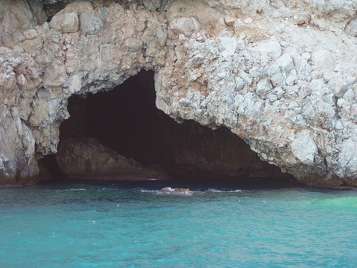rock, cave, turkey, sea, turquoise, blue, travel