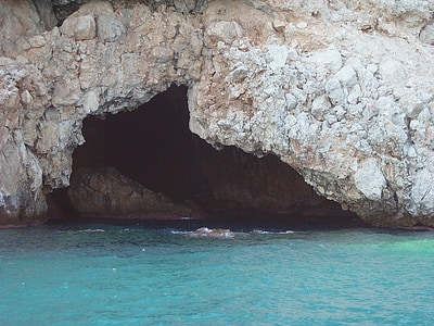 rocha, caverna, Turquia, mar, turquesa, azul, viagens