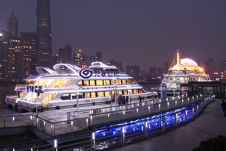 Shanghai bund nacht, Parel van de orient nacht, Pudong nacht, shiliupu nacht, Bund cruise nacht