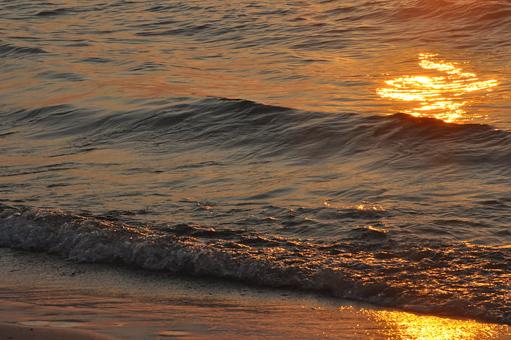 Meer, Sonnenuntergang, Welle, 'Nabend, Glühen, Strand, der Ostsee