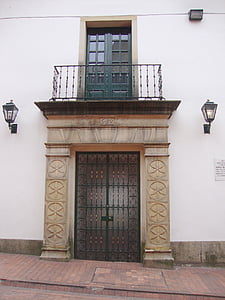 Gate, balkong, gamla fasader, balkong, fasader, gamla, Colombia