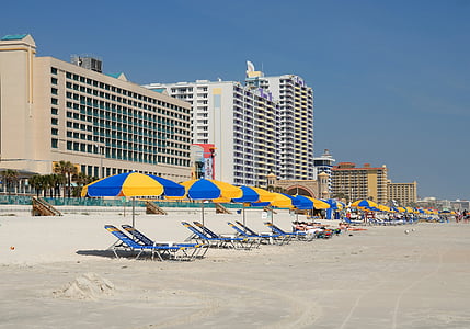 Daytona beach, Florida, pemandangan laut, laut, pasir, biru, laut