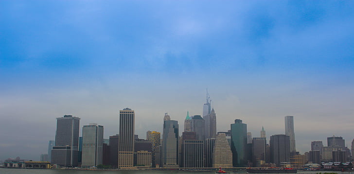 NYC, ēkas, Manhattan, cilvēki un kultūra, centrs, siluets, finanšu