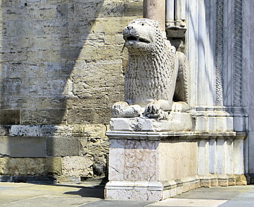 Italija, Parma, katedra, Liūtas, statula, Renesanso