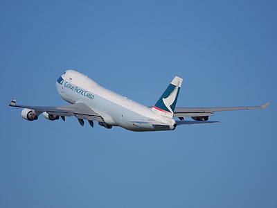 Boeing 747, Cathay pacific, jet jumbo, enlairar-se, aeronaus, avió, l'aeroport