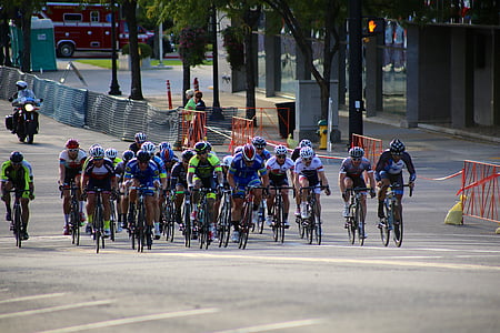 レース, サイクリスト, 自転車, ストリート, 道路, 自転車, アウトドア