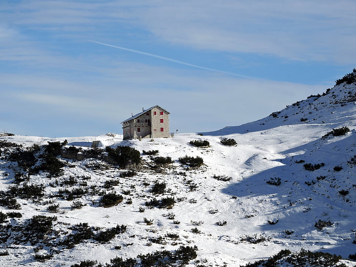 scalorbi, refuge, mountain, snow, italy