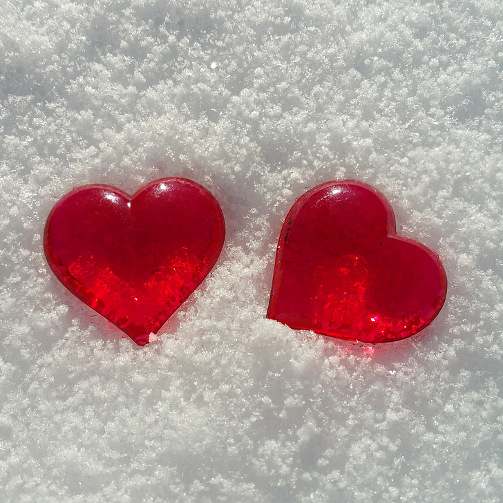 ден на Свети Валентин, сърце, сняг, Любов, фоново изображение