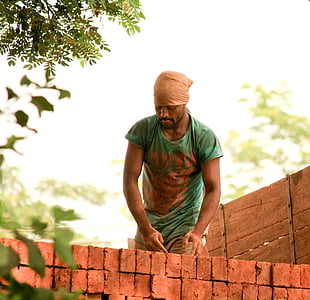 arbejdsmand, Indien, arbejdstager, arbejdskraft, arbejde, indiske, mursten fabrik