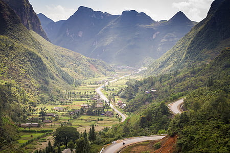 Vietnam, muntanyes, Vall, canó, paisatge, hectàrees giang província, carretera