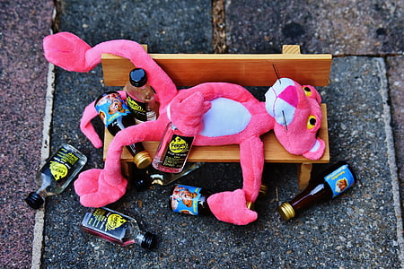 the pink panther, drink, alcohol, drunk, bank, rest, sit