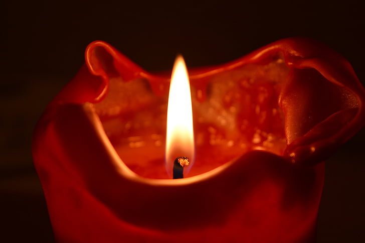 Espelma, flama, vermell, cera, groc, calor - temperatura, crema