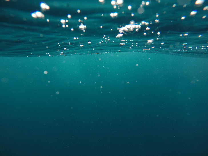 Bubbles, Ozean, Meer, Unterwasser, Wasser, Blau, Hintergründe