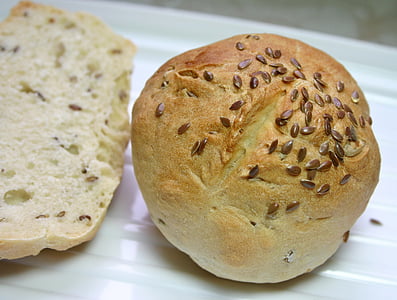 roll, flax seed, grain bread, pastries, crispy, baked, snack