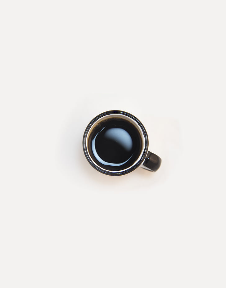 blanc, negre, ceràmica, tassa, cafè, tassa de cafè, begudes