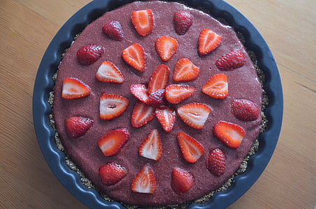 cake, strawberries, food, vegan