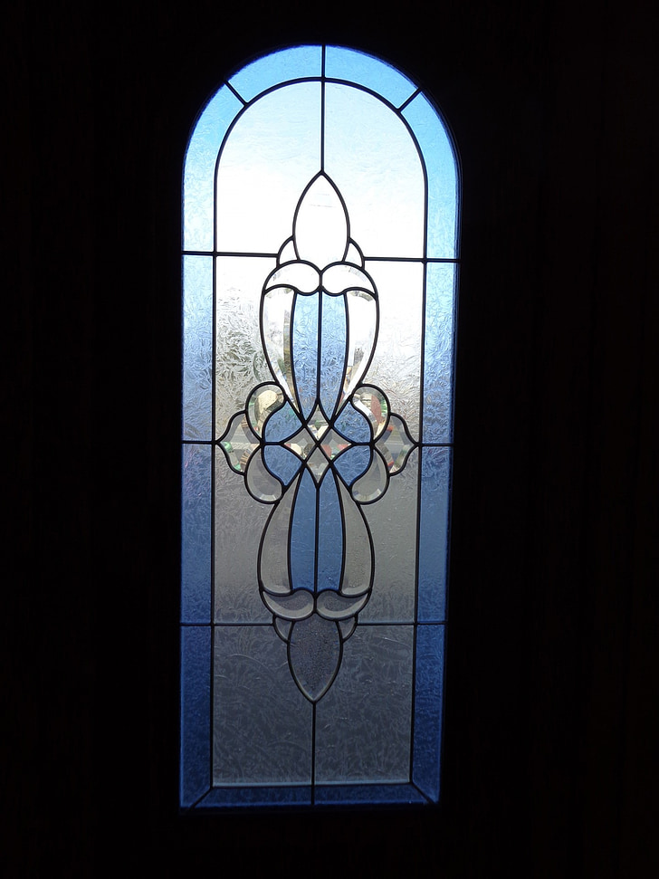 venster, Gebrandschilderd glas, Glasraam, kerk, Hall, evangelie hall, boog
