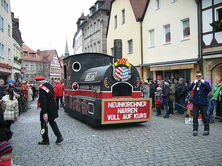 Karneval, Fašiangový pondelok, Parade, sprievod plaváky, Forchheim, Bavaria