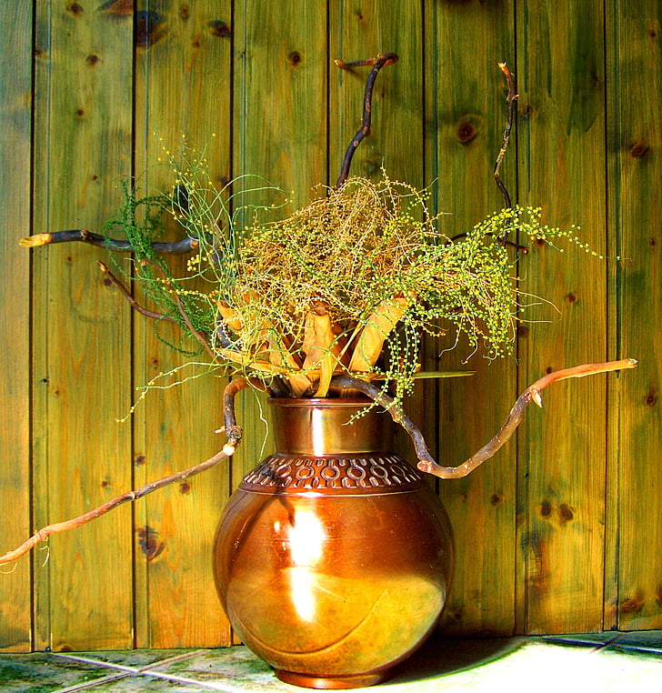 still life, fantasy, dried flower bouquet, green, wood - Material, cultures