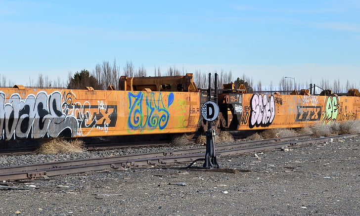a vonat, autó, graffiti, közlekedés, jármű, vasúti, szállítás