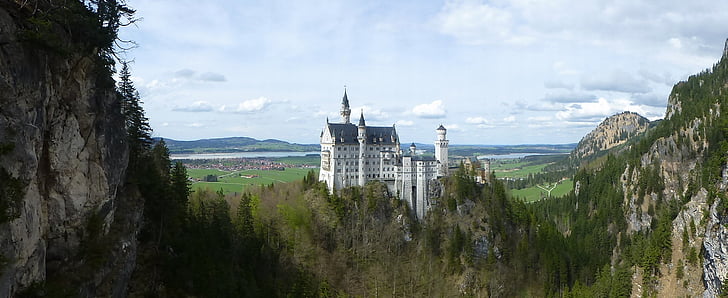 Neuschwanstein, Castle, Bayern, barok, nittende århundrede, romansk revival, Palace