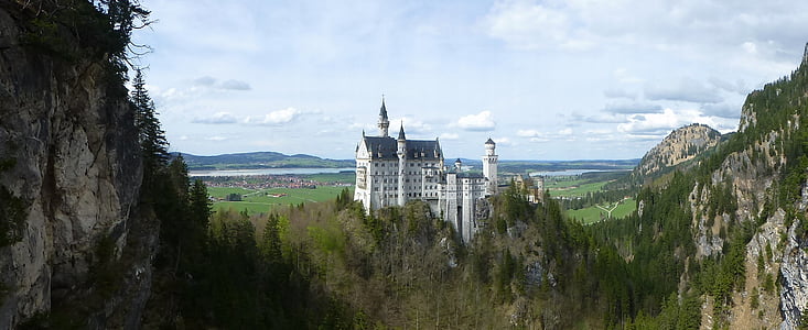 Neuschwanstein, hrad, Bavaria, barokový, devätnásteho storočia, románska revival, Palace