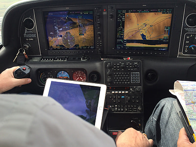 prístrojový panel, lietadlo, lietať, let, monitory