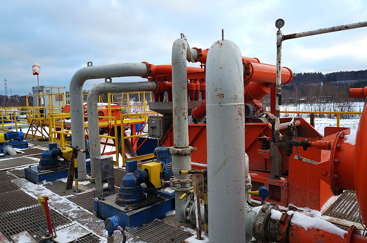 plataforma de perforación, gas de esquisto, búsqueda de, gas natural, tubería, industria, tubo - tubo