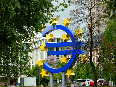 Frankfurt, euro, Bank, byggnad, Finance, valuta, finansiellt institut