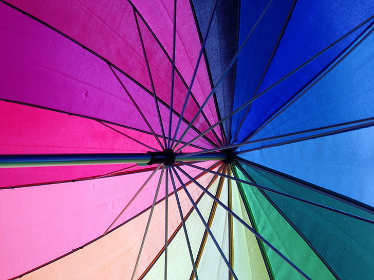 skėtis, spalvinga, spalvos, kelių spalvotų