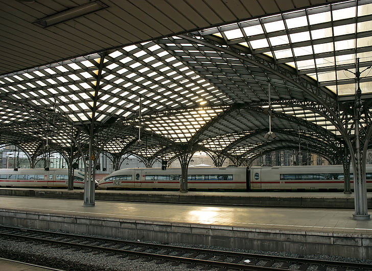 Željeznički kolodvor, LED, vlak, platforma, Međugradski, brza, Köln