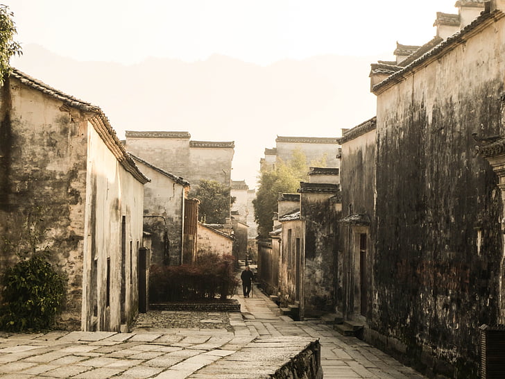 anhui, hongcun village, guizhou county, architecture, building exterior, old-fashioned, outdoors