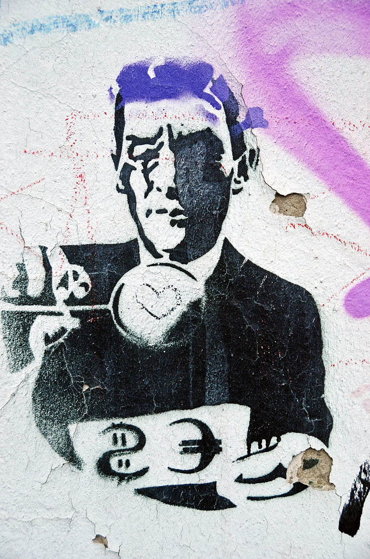 Graffiti, Street-art, Wandbild, Kunst, eine, Geld, Dollar