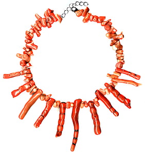 coral, fossil, necklace, choker, orange, genuine, semiprecious
