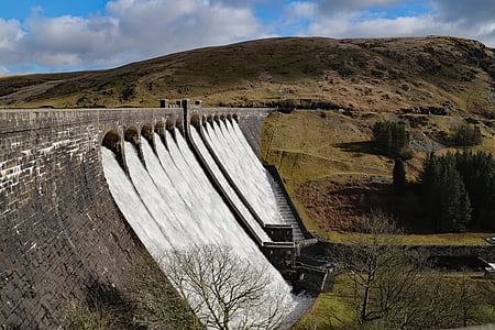 claerwen, ELAN-dalen, Wales, vann, Dam, reservoaret, fjell