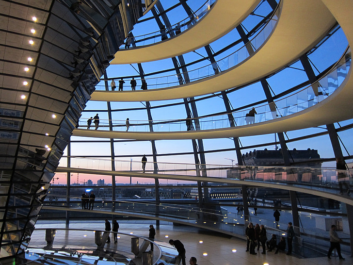Reichstag, Berlin, Németország, Parlament kupolája, építészet, Norman foster