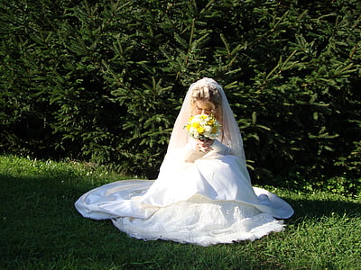 เจ้าสาว, ผู้หญิง, ช่อดอกไม้, งานแต่งงาน, แต่งงาน, ธรรมชาติ, ความรัก