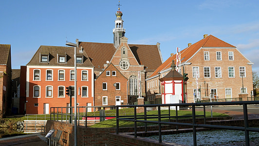 Gereja salib, Emden, Niedersachsen, arsitektur, Belanda, rumah, eksterior bangunan