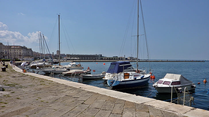 Trieszt, Port, vitorlás, csónak, Bay, tengerpart, Olaszország